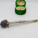 Victorian Scottish Sterling Silver, Bloodstone & Agate Dirk Brooch Antique c1860