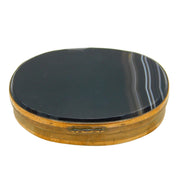 George III Gilt Metal & Banded Agate Panel Snuff Box Antique c1800