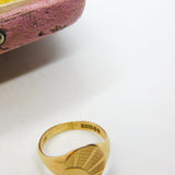 9ct Yellow Gold Essential Rising Sun Pattern Signet Ring Vintage 1966 London
