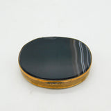 George III Gilt Metal & Banded Agate Panel Snuff Box Antique c1800