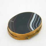 George III Gilt Metal & Banded Agate Panel Snuff Box Antique c1800