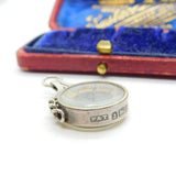 Victorian Sterling Silver Working Compass Fob Pendant 1901 Birmingham Antique