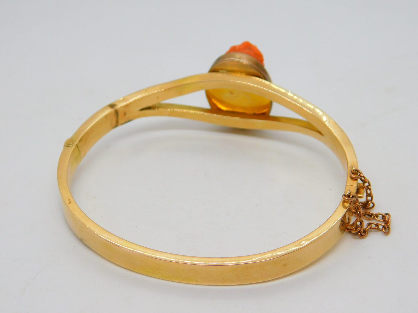 George IV 15ct Gold & Carved Red Coral Cameo Bangle Bracelet Antique c1830