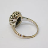 18ct White Gold, Blue Aquamarine & Diamond Cluster Ring Vintage 1962 London