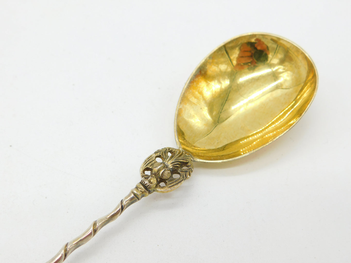 Victorian Sterling Silver Gilt Apostle Terminal Tea Caddy Spoon 1872 London