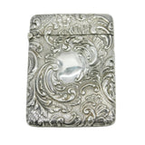 Victorian Sterling Silver Floral Embossed Card Case Antique 1901 Birmingham