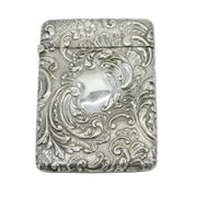 Victorian Sterling Silver Floral Embossed Card Case Antique 1901 Birmingham