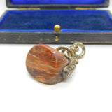 Victorian Snake Pinchbeck Gold & Fire Agate Intaglio Spinner Fob Antique c1860