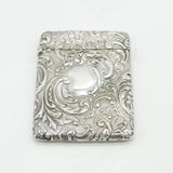 Victorian Sterling Silver Floral Embossed Card Case Antique 1901 Birmingham