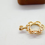 9ct Yellow Gold Floral Pattern Cabochon Moonstone Drop Pendant Vintage c1980