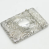 Victorian Sterling Silver Floral Embossed Card Case Antique 1901 Birmingham