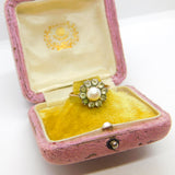 Art Deco 9ct Rose Gold, Pearl & Paste Set Floral Cluster Ring c1920 Antique