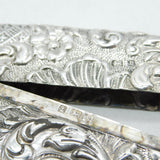 Victorian Sterling Silver Floral Embossed Card Case Antique 1901 Birmingham