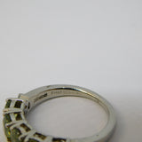 .950 Platinum, Demantoid Garnet & White Sapphire Five-Stone Ring Vintage c1990