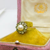 Art Deco 9ct Rose Gold, Pearl & Paste Set Floral Cluster Ring c1920 Antique