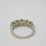 .950 Platinum, Demantoid Garnet & White Sapphire Five-Stone Ring Vintage c1990