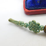 Chinese Carved Green Jade Floral or Leaf Pattern Pendant Keepsake Antique c1900