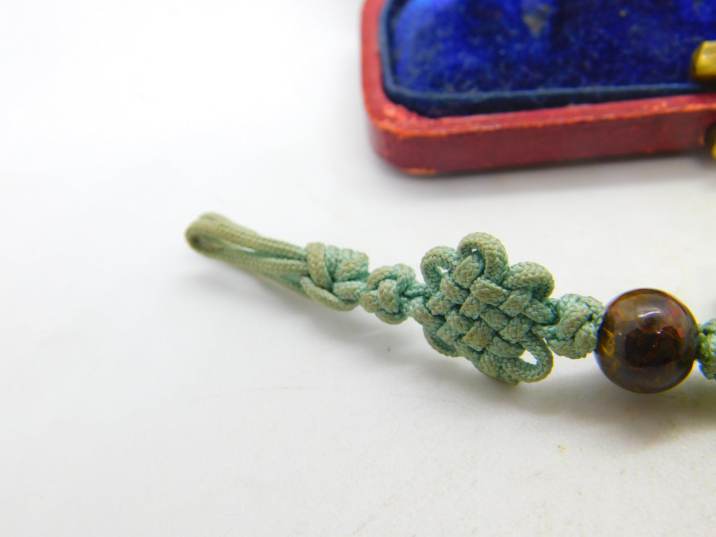 Chinese Carved Green Jade Floral or Leaf Pattern Pendant Keepsake Antique c1900