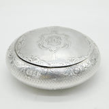 Victorian Sterling Silver Floral Pattern Oval Snuff Box Antique 1872 London