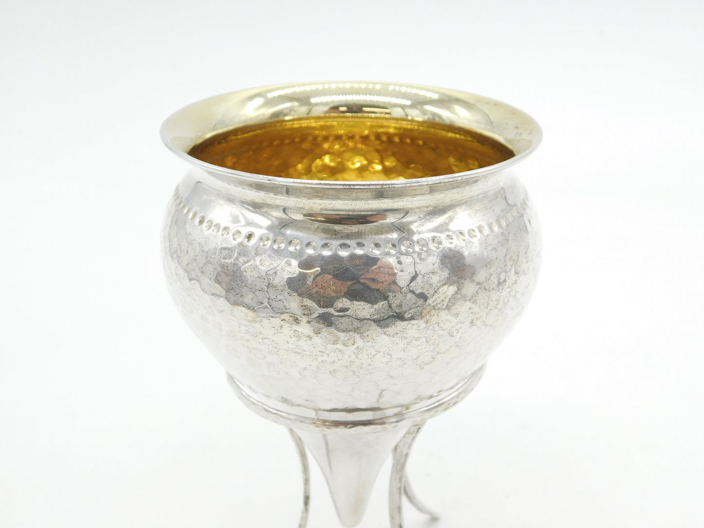 Greek Planished Sterling Silver 'Ryto Horn Zakros' Replica Vase Vintage c1990