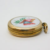 Victorian 9ct Gold Back & Front Enamel Butterfly Sweetheart Locket Antique