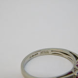 .950 Platinum, Three-Stone Ruby & Diamond Dress Ring Vintage c1990