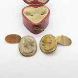 Grand Tour 9ct Gold & Rolled Gold Set Carved Lava Cameo Cufflinks c1820 Antique