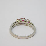 .950 Platinum, Three-Stone Ruby & Diamond Dress Ring Vintage c1990