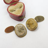 Grand Tour 9ct Gold & Rolled Gold Set Carved Lava Cameo Cufflinks c1820 Antique