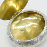Victorian Sterling Silver Floral Pattern Oval Snuff Box Antique 1872 London