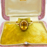 9ct Yellow Gold Citrine Set Floral Band Ring VIntage c1970