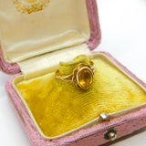 9ct Yellow Gold Citrine Set Floral Band Ring VIntage c1970