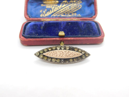 Victorian 9ct Gold, Paste & Sterling Silver Floral Brooch 1896 Chester