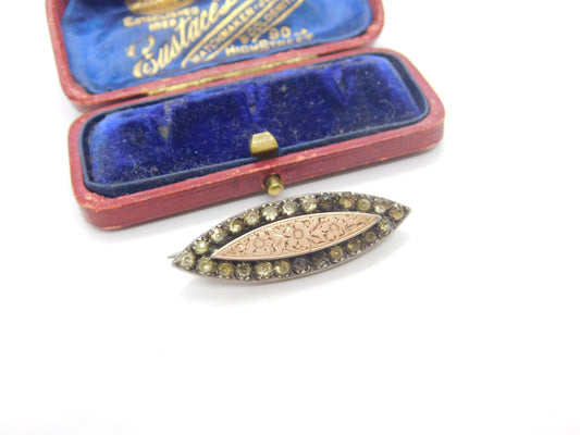 Victorian 9ct Gold, Paste & Sterling Silver Floral Brooch 1896 Chester