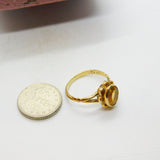 9ct Yellow Gold Citrine Set Floral Band Ring VIntage c1970