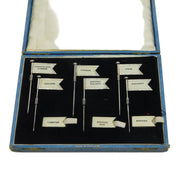 Art Deco Boxed Set of Sterling Silver Sandwich Flags Antique Birmingham 1928