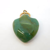 Victorian 9ct Gold Mounted Carved Moss Agate Heart Pendant Antique c1900