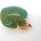 Victorian 9ct Gold Mounted Carved Moss Agate Heart Pendant Antique c1900