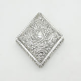 Victorian Sterling Silver Diamond Shaped Jewellery Box Antique 1887 Birmingham