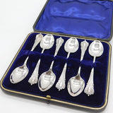 Boxed Edwardian Sterling Silver Art Nouveau Pattern Set of Teaspoons Antique 1903 Birmingham