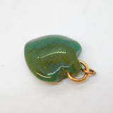 Victorian 9ct Gold Mounted Carved Moss Agate Heart Pendant Antique c1900
