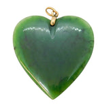 Victorian 9ct Gold Carved Nephrite Jade Heart Form Pendant Antique c1900