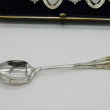 Boxed Edwardian Sterling Silver Art Nouveau Pattern Set of Teaspoons Antique 1903 Birmingham