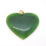 Victorian 9ct Gold Carved Nephrite Jade Heart Form Pendant Antique c1900