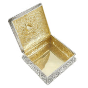 Victorian Sterling Silver Diamond Shaped Jewellery Box Antique 1887 Birmingham