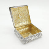 Victorian Sterling Silver Diamond Shaped Jewellery Box Antique 1887 Birmingham