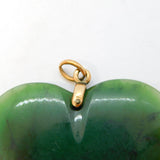 Victorian 9ct Gold Carved Nephrite Jade Heart Form Pendant Antique c1900