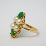 Art Nouveau 9ct Gold, Emerald & Pearl Set Dress Ring Antique c1910 Edwardian