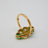 Art Nouveau 9ct Gold, Emerald & Pearl Set Dress Ring Antique c1910 Edwardian