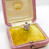 9ct White Gold Spinel Set Royal Crown Band Ring Vintage c2000 Size D 1/2 UK